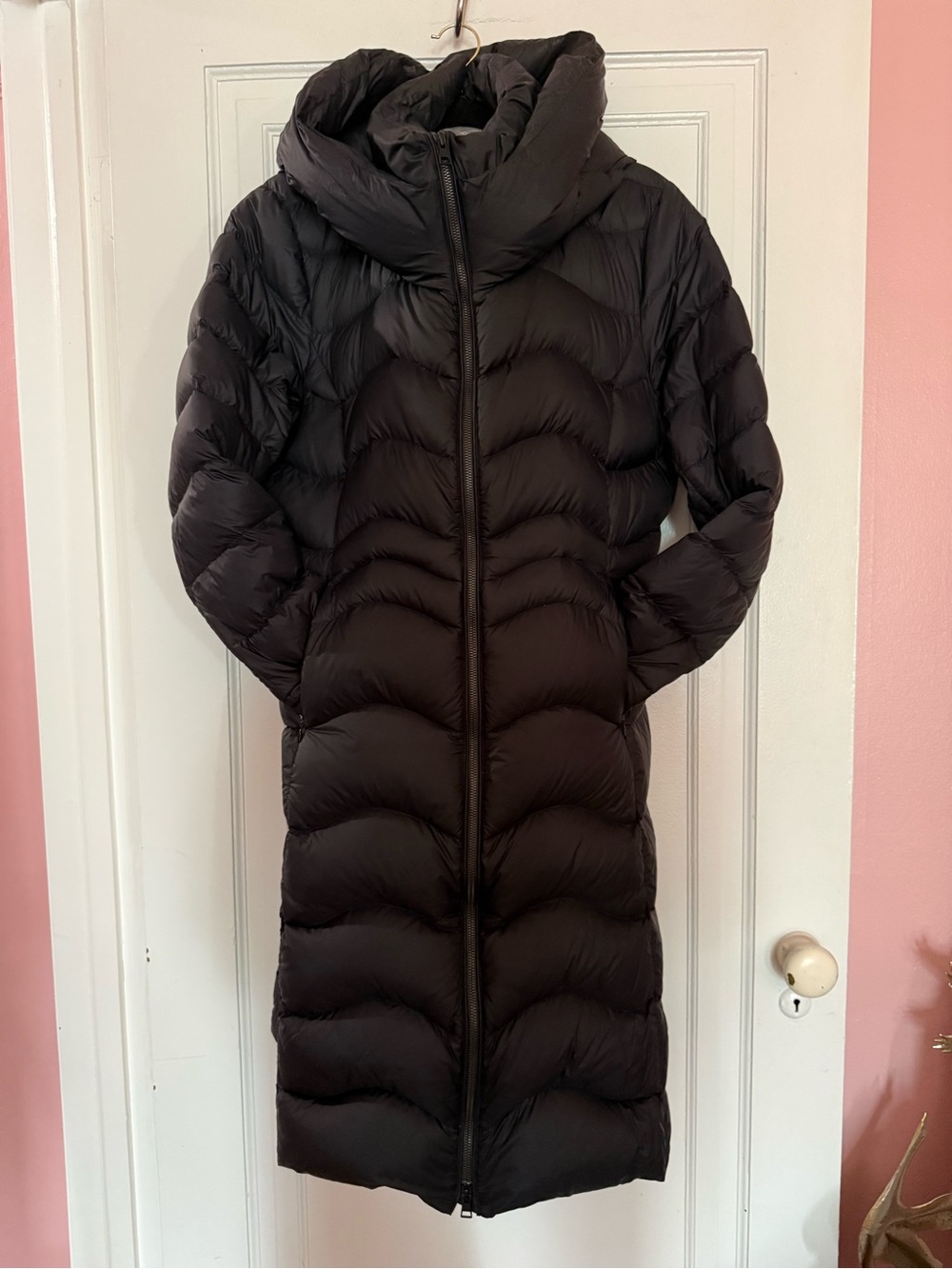 Soia & Kyo Black Lita-U Midi Down Coat with High Funnel Neck